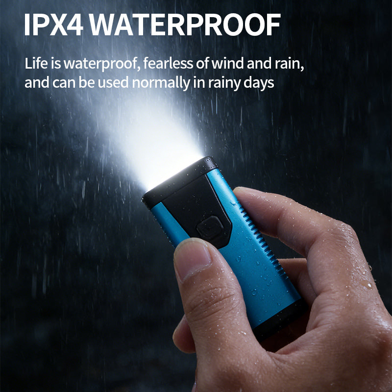 Mini Aluminum Alloy Keychain Flashlight with Alarm IPX4 100LM USB-C Rechargeable 9 COB LED Camping EDC X619