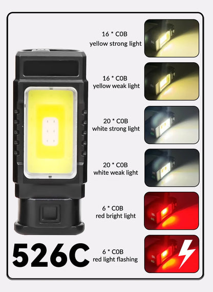 Strong Light COB LED Digital Power Display Headlight Tail Magnet 360° Rotation Headlight Waterproof IPX4 Mini Work Lighting