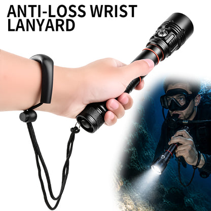 1500lm Diving Flashlight IPX8 Waterproof Scuba Light 30m Under Water Deep Sea Cave at Night 6000mah 21700 Battery Diving Light D702