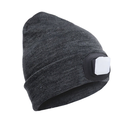 Dual-Use 25 LED COB Headlamp White & Red Light Sports Knitted Hat with 4 Modes USB Type-C Charging Warning Headlight 5828-1