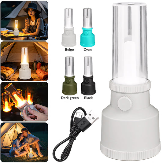 Dual Color Temperature ABS Camping Lantern Outdoor 1 LED Rotary Stepless Dimming USB C Rechargeable Camping Light DS-808