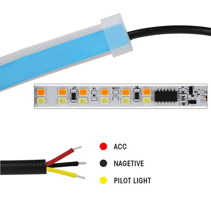 12V LED DRL Car Daytime Running Light Flexible Waterproof Strip Auto Headlights White Turn Signal Yellow Brake Flow Lights