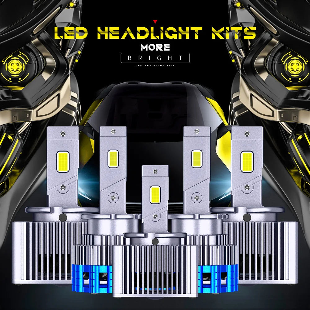 D1 LED Headlight D2 D3 D4 D5 Mini Projector Lens Car Bulb Fan Cooling Running Light 6500k Color Temperature New Condition