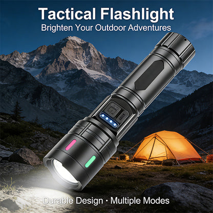 Zoomable 30W Flashlight 2000LM IP44 Aluminum Alloy Type-C Rechargeable Tactical Torch Battery Display Long Rang Flashlight 1114