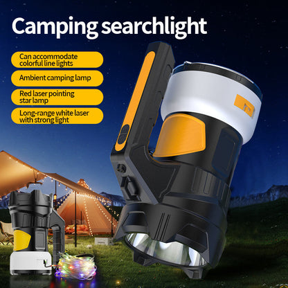 Rechargeable IP33 Induction Searchlight Camping Flashlights Long-Range Color Strip Portable Powerful ABS Lantern Torches Hiking KXK-908