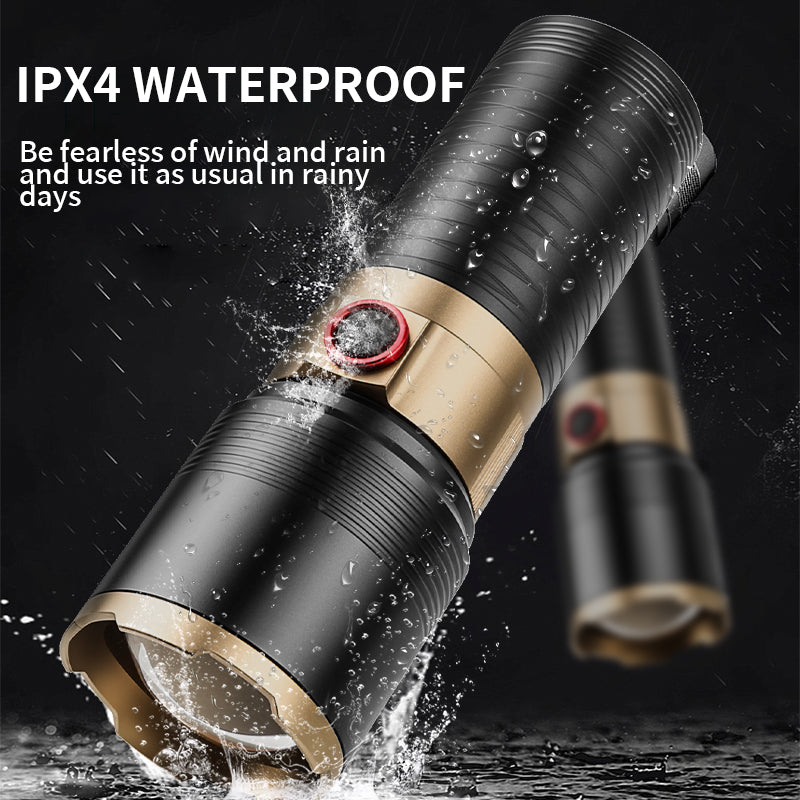 Powerful Spotlight Long Range LED Flashlight Strong Light Lamp Tactical Torch Lantern Built-in Battery Type-C Charging Torch