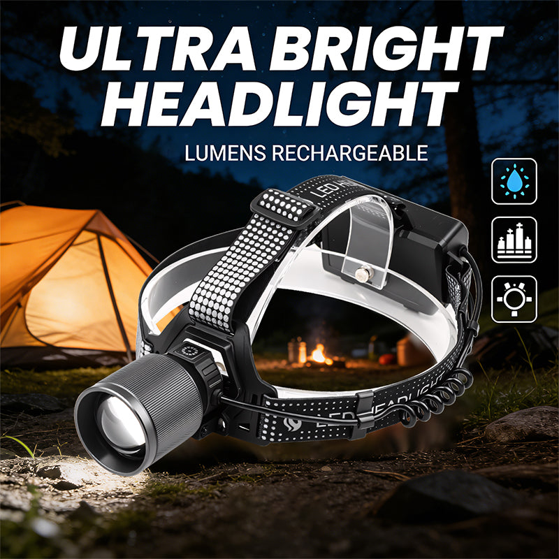 Portable Super Bright Remote Battery Pack Headlamp 30W LED COB Zoomable 90 Adjustable USB C Headlight 8520A