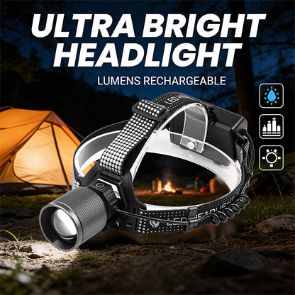 Portable Super Bright Remote Battery Pack Headlamp 30W LED COB Zoomable 90 Adjustable USB C Headlight 8520A