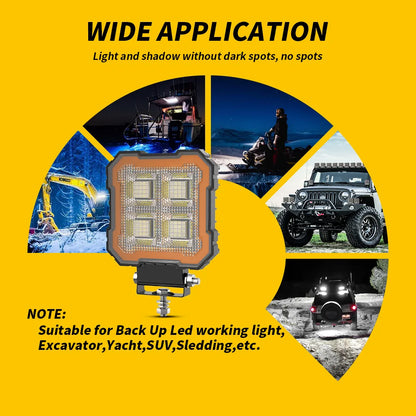 4 Inch Knight Square Floodlight 100LED Car Work Light For Jeep Truck Boat Tractor ATV Offroad 4X4 Barra LED Headlig