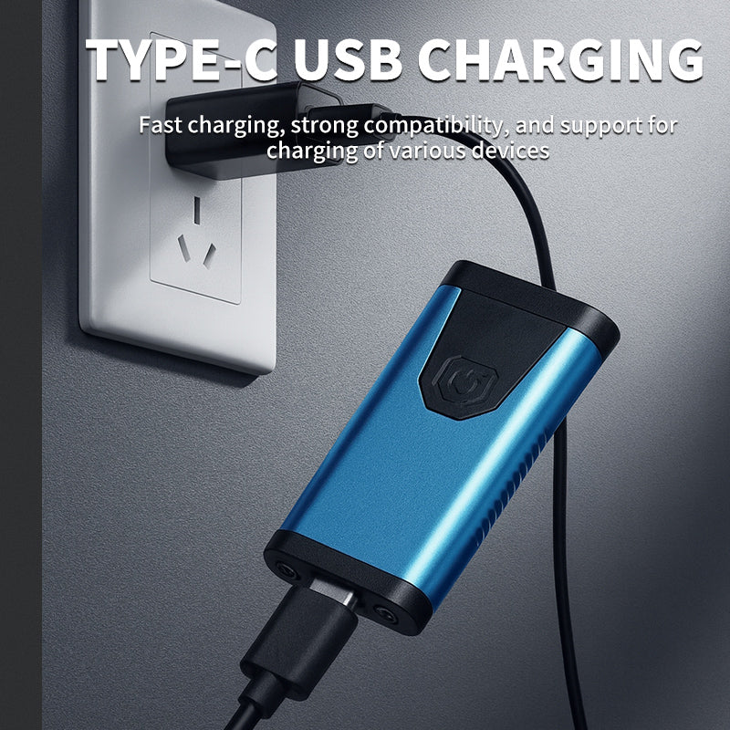 Mini Aluminum Alloy Keychain Flashlight with Alarm IPX4 100LM USB-C Rechargeable 9 COB LED Camping EDC X619