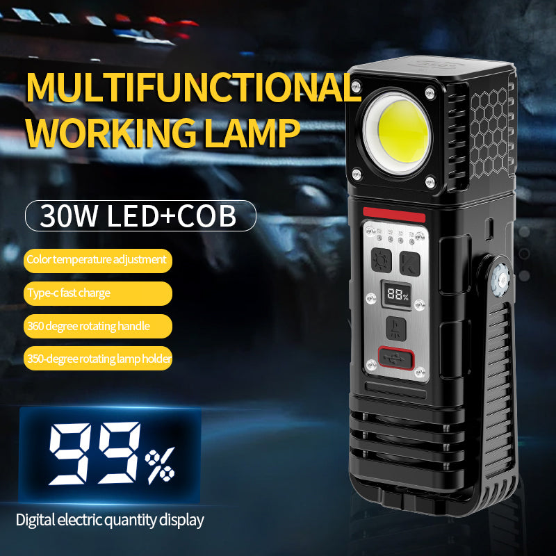 Super Bright Magnetic COB Work Light Rechargeable 350° Rotatable Dual Light Flashlight Portable for Repair Emergency XY-005