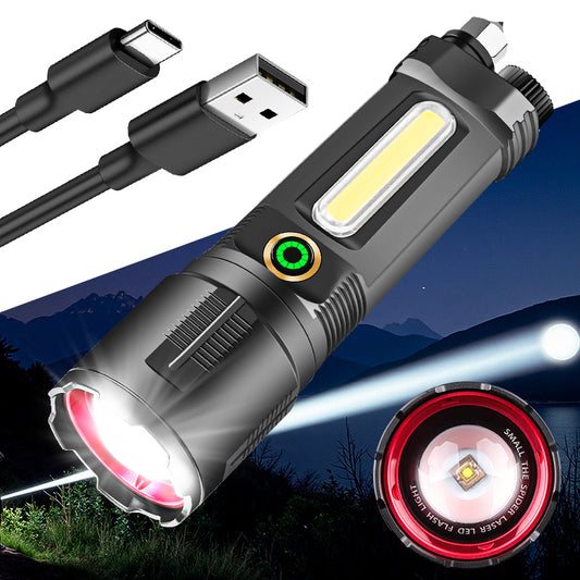 LED Flashlight Aluminum Alloy Tactical Hunting Torch USB Rechargeable Zoomable Lantern Use 18650 Battery