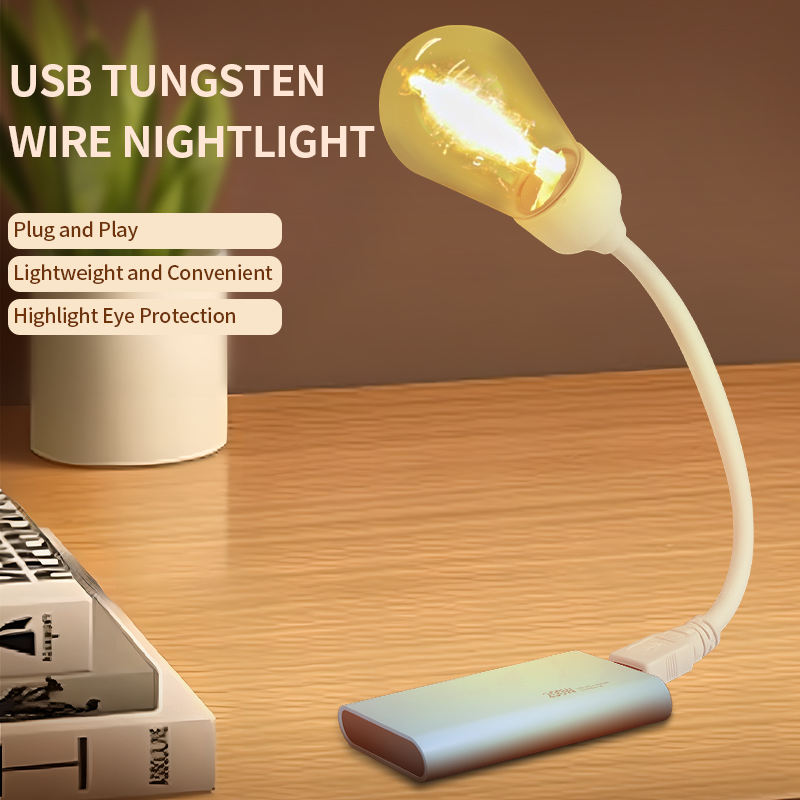 New USB Mini Bulb USB Direct Charge Tungsten Light Warm Yellow Working Night Reading Light Work LED Light HP-2402