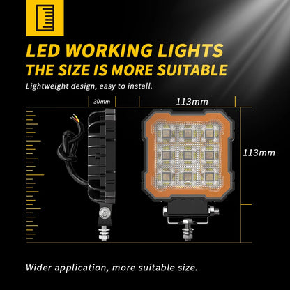 4 Inch Black Knight Square Floodlight  9-36V Car Work Light For Jeep Truck Boat Tractor ATV Offroad 4X4 Barra LED Headlig