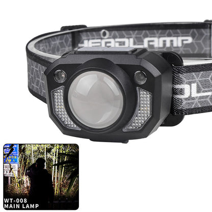 1200mAh Lithium Ion Built-in Mini ABS Type-C Motion Sensor 7 Modes IP66 Waterproof Rechargeable LED Headlamp WT-008