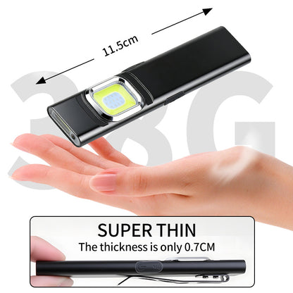Ultra-Slim COB Work Light with Scale Magnetic Rechargeable Pen Clip Portable Mini EDC Flashlight for Car Camping Night Workshop X505