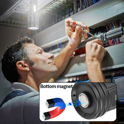 Portable Rechargeable LED Flashlight with Pen Clip Zoomable Waterproof Torch with Side Light Outdoor Camping Emergency Lantern FY-12