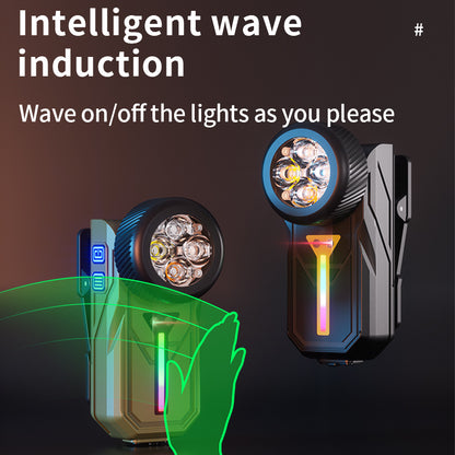 Multifunctional Tactical EDC Flashlight 4-in-1 LED USB Rechargeable Multi-Color RGB Side Light 90 Adjustable Clip Magnet K370