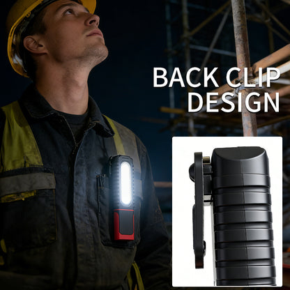 Multifunctional COB Work Light 24 LED Magnetic 180 Rotating Hook USB C Rechargeable Dimmable Bright Flashlight Workshop Office D93