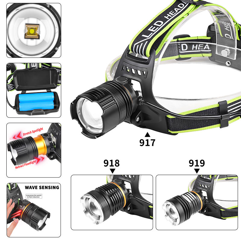 Ultra Bright LED Headlamps High Power Headlights USB Rechargeable Head Torch Outdoor Fishing Hunting Camping Lantern