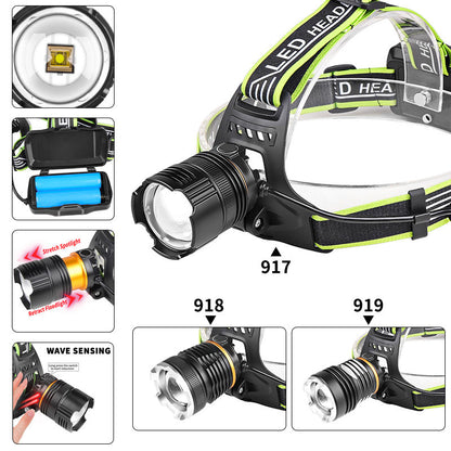 Ultra Bright LED Headlamps High Power Headlights USB Rechargeable Head Torch Outdoor Fishing Hunting Camping Lantern