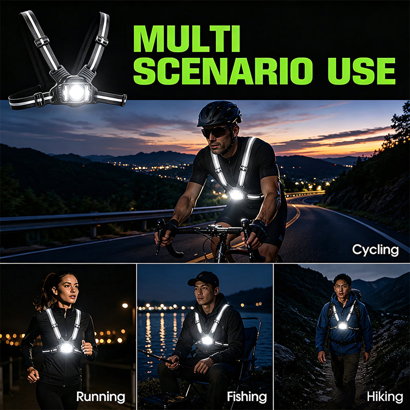 Running Light Memory Function USB Rechargeable IPx4 Waterproof 200m Safety Lamp Reflective Straps Mode for Night Walks 8541