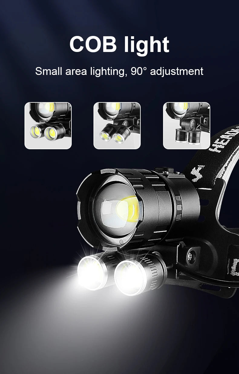 Super XHP160 +cob 10000 Powerful High Power LED Headlight 18650 Rechargeable Long Range Headlamp USB Fishing Lanternas 2010