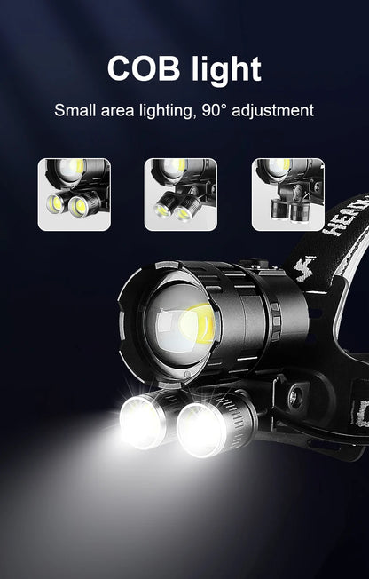 Super XHP160 +cob 10000 Powerful High Power LED Headlight 18650 Rechargeable Long Range Headlamp USB Fishing Lanternas 2010