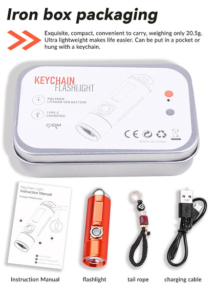 Mini Torch Power Bank Ultra Bright Tactical LED Flashlight Outdoor Lighting 5 Modes With USB Charging Cable