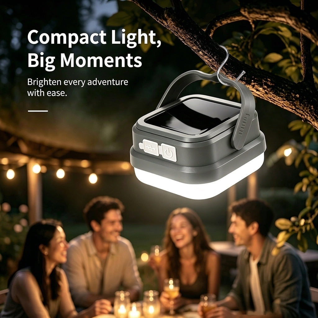 Outdoor Portable Multi-function LED Camping Lamp USB Type-c Rechargeable Hung High Power Solar Camping Lantern KT-790A
