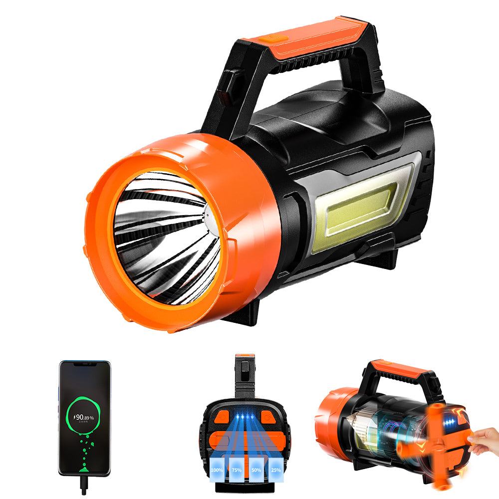 COB+ LED Work Light 500M Hand-cranked Power Generation USB Rechargeable Flashlight Spotlight Work Lamp Searchlight 886A