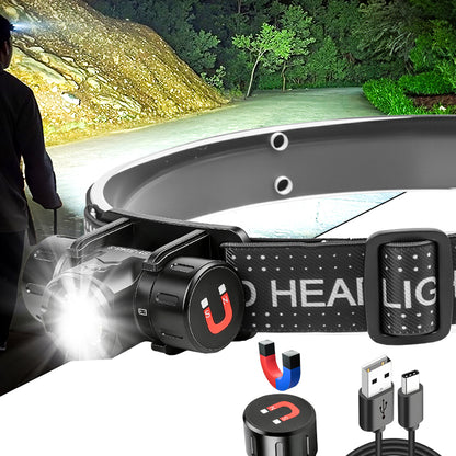 Rechargeable LED Headlamp 800LM High Output USB-C Charging Aluminum Alloy Portable Outdoor Hiking Headlight SY-5846-3