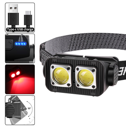 New 18650 400lms LED Headlamp with Built-in 2*Cob for Outdoor Camping Mountaineering Fishing and Emergency Use K372