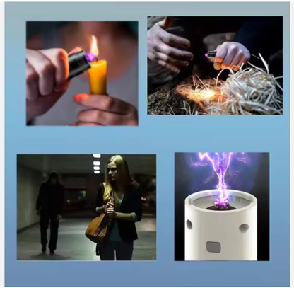 Dual Arc Zoomable Flashlight with Portable Lighter Bright Light Emergency Self Defense Torch Flashlight HS X28