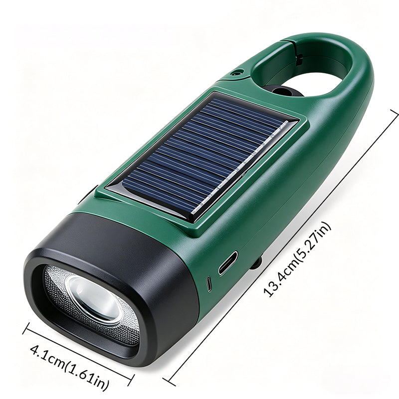 Solar LED Flashlight Hand Crank Power Generation Lighting Portable Multifunction Campinglight Outdoor Emergency T500
