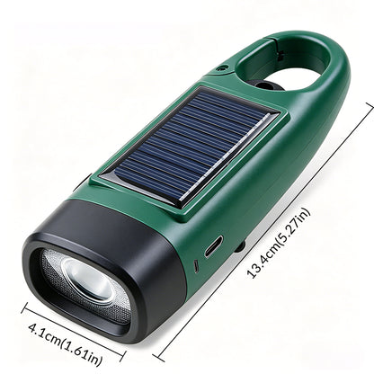 Solar LED Flashlight Hand Crank Power Generation Lighting Portable Multifunction Campinglight Outdoor Emergency T500
