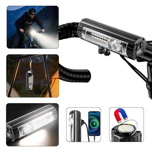 1000 Lumen XPG+Red Blue LED Built-in 1800mAh Type-c Bicycle Front Light MTB 300M with Hook Magnet Work Night Riding Bike Light
