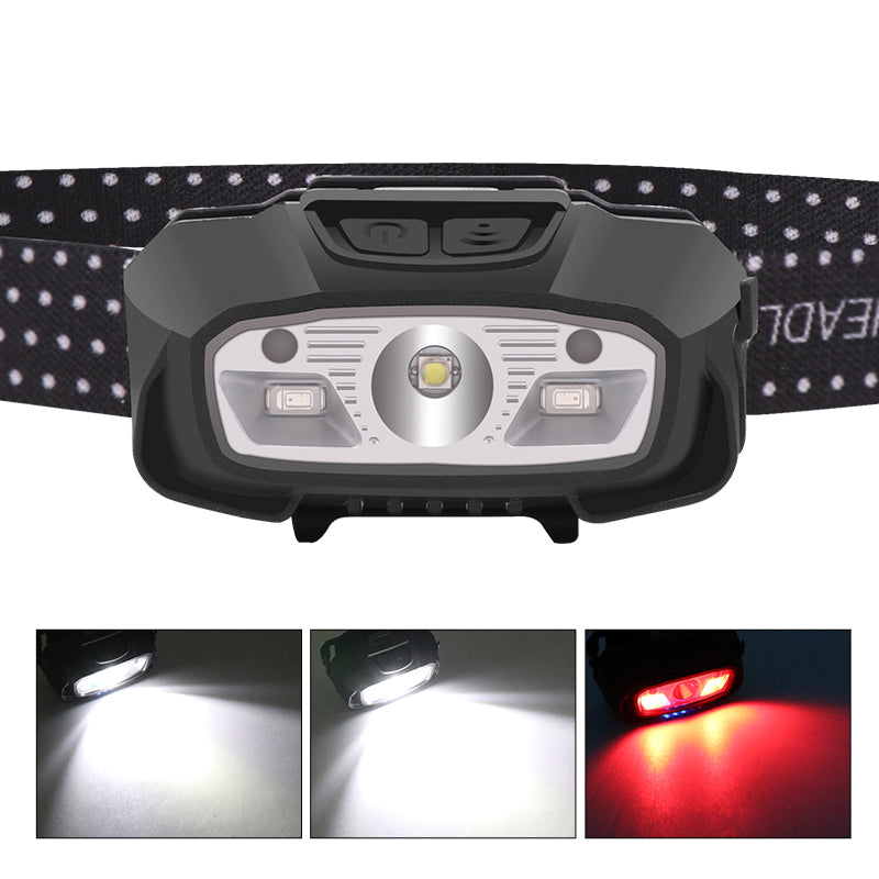 White Red XPG+LED Headlamp Motion Sensor USB Rechargeable Fishing Camping Outdoor Lantern Bicycle Light Headlights 618