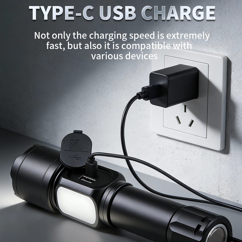 Rechargeable Aluminum Alloy Camping Flashlight with USB Charging 1200 Lumens Adjustable Beam Torchlight 1598