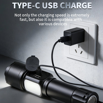Rechargeable Aluminum Alloy Camping Flashlight with USB Charging 1200 Lumens Adjustable Beam Torchlight 1598