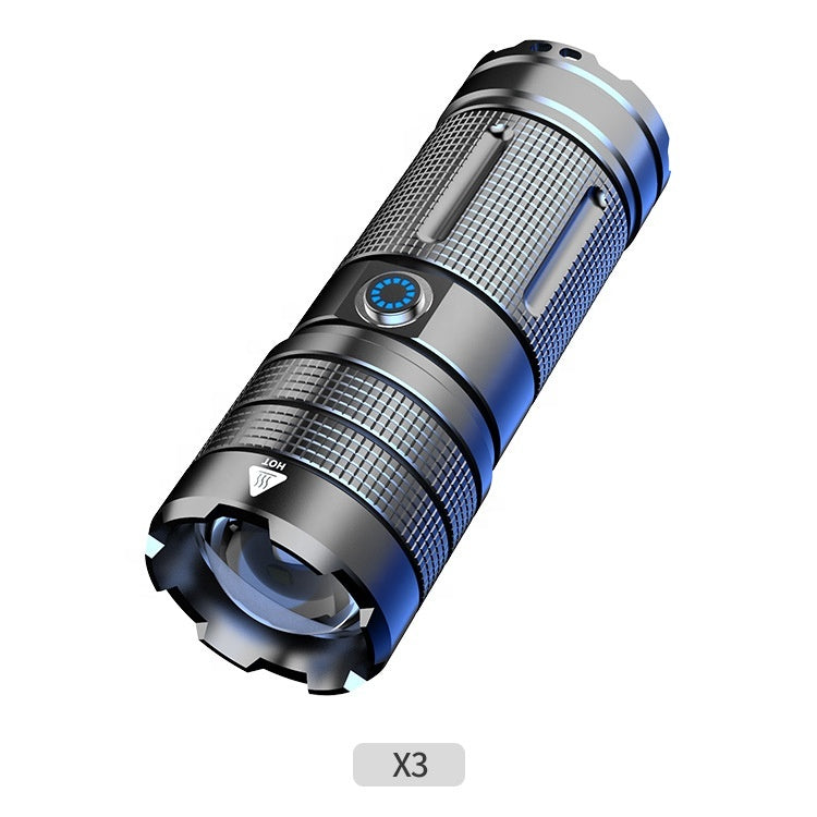 Strong Long-range Outdoor Rechargeable High-power Battery-charged Portable Light Zoom White Laser Super Bright Flashlight HS X3