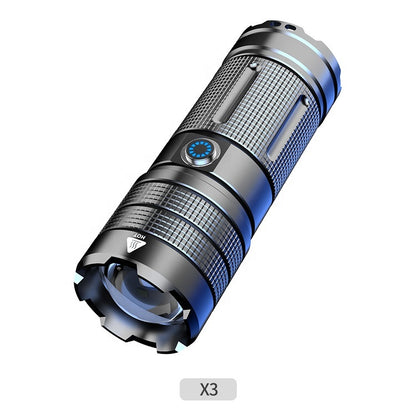 Strong Long-range Outdoor Rechargeable High-power Battery-charged Portable Light Zoom White Laser Super Bright Flashlight HS X3