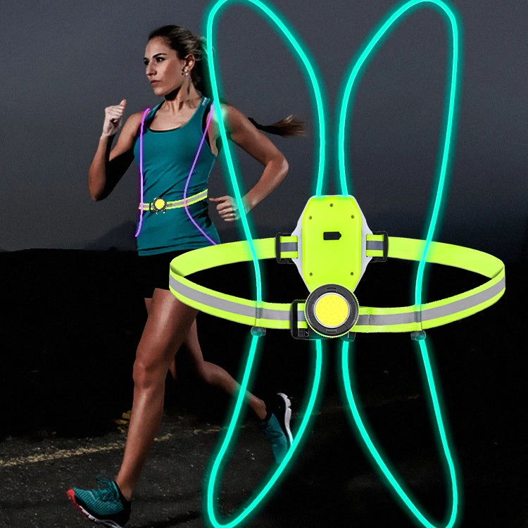 Night Running Light Reflective Vest LED Chest Lamp USB Charge Camping Fishing Cycling Vest Light(Navy Blue)
