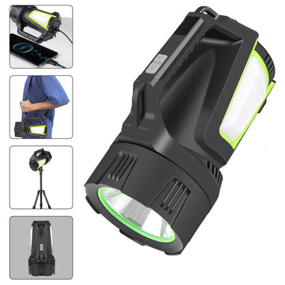 High Power Rechargeable Led Flashlight Work Camping Torch With Cob Side Light Lightweight Outdoor Lighting ABS Material