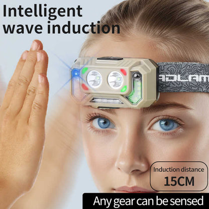 LED Induction Super Bright Headlight Built-in Battery Rechargeable Waterproof Portable Headlamp Outdoor Camping Fishing Light