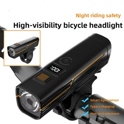 New Portable Mountain Bike Flashlight Outdoor Camping Ride Headlight Long Distance Led Bike Torch Horn Sensor Lithium Battery HS B9