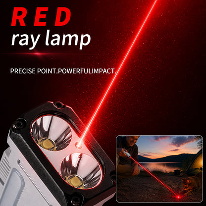 Multi-Functional EDC Built in Battery LED Flashlight Magnetic Pen Clip Power Display Side Light Work Light Camping Red Light X828