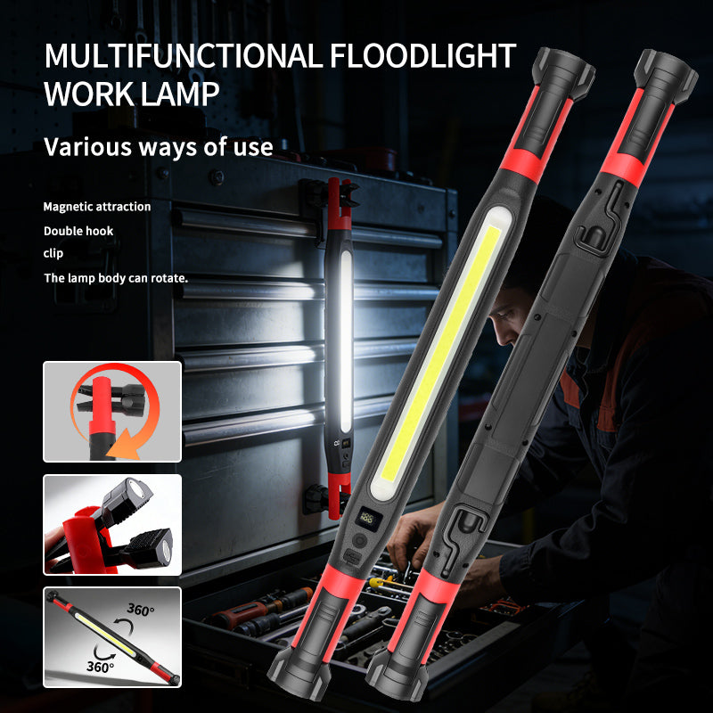 Multifunctional COB Work Light 72 LED Warm White Portable 360 Degree Rotating ABS Magnetic with Battery Display ZJ-8905