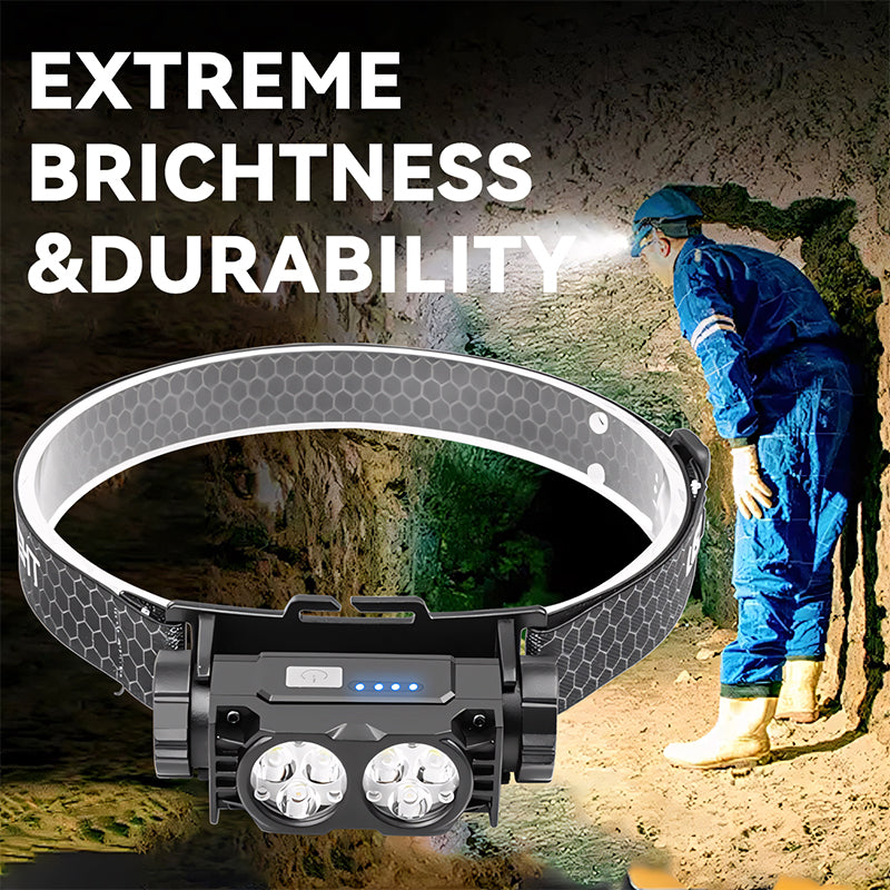 Rechargeable LED Headlamp 400LM Super Bright IP44 Waterproof with Adjustable Beam & Press Switch for Outdoor Hiking Camping YH-T06