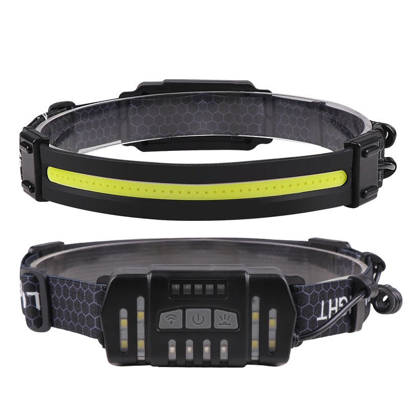 Induction COB Red LED Headlamp with Built-in Battery Type-C Rechargeable IP55 Waterproof 3 Modes for Camping KXK-669